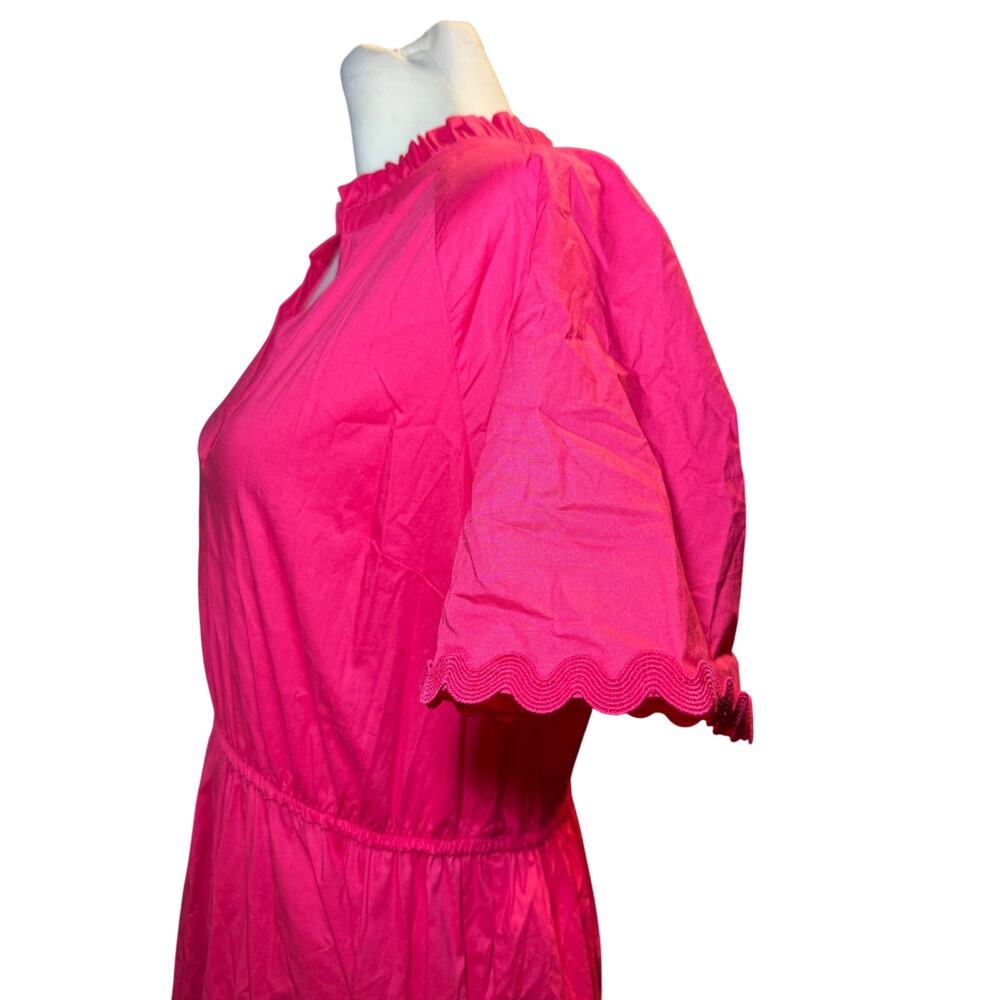 Crown & Ivy Pink Ric Rac Tiered Cotton Midi Dress, Coastal Summer, Size Medium - Picture 5 of 11